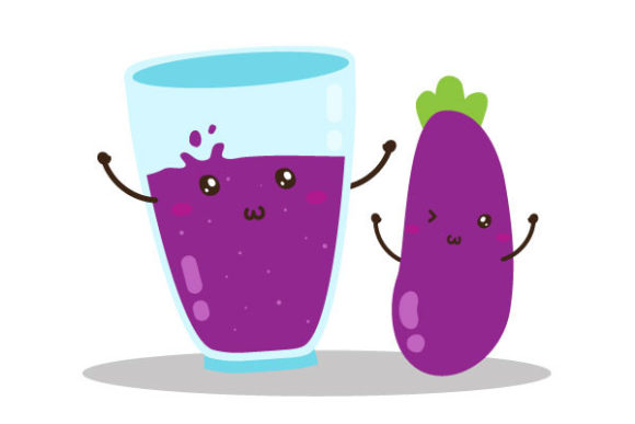 Download Cute Eggplant Juice Illustration - Juice Collection