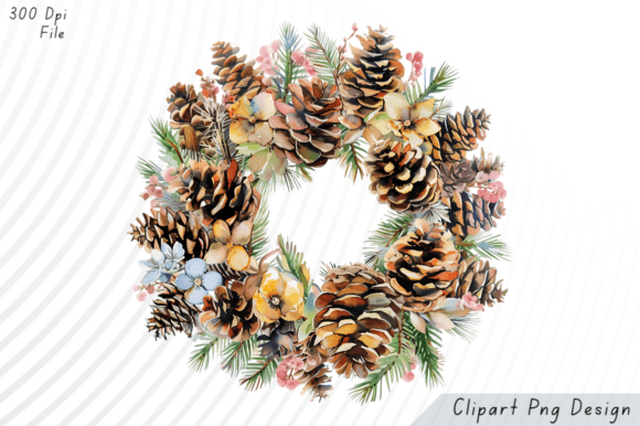 Download Watercolor Pinecone Wreath PNG Clipart - Premium Resources
