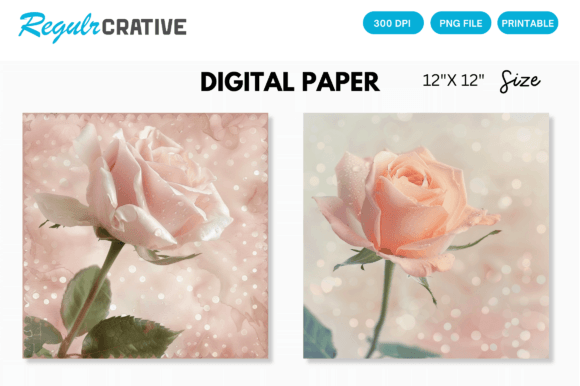 Download Soft Pastel Rose Flower Digital Pattern - Premium Bundle