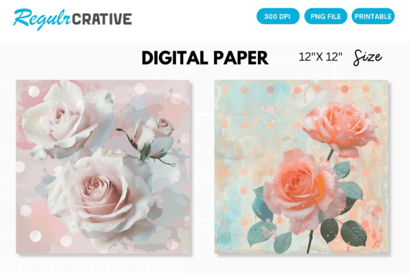 Download Soft Pastel Rose Flower Digital Pattern - Premium Bundle