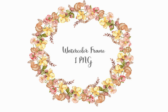 Download Watercolor Boho Wreath with Beige Flower - Boho wreath Collection