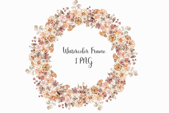Download Watercolor Boho Wreath with Beige Flower - Boho wreath Collection