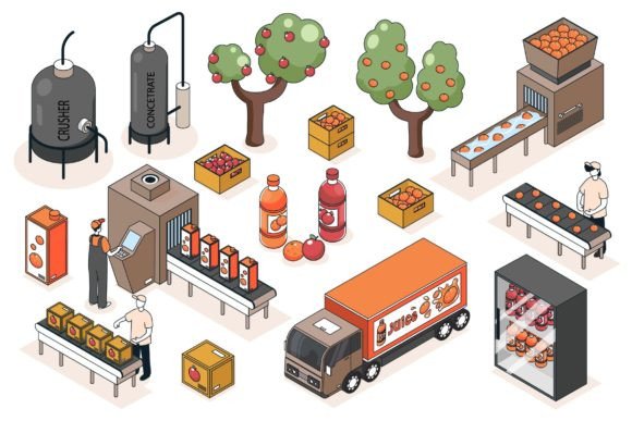Download Juice Production Isometric Elements - Juice Collection