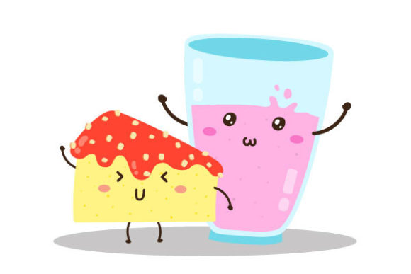 Download Cute Cake and Juice Illustration - Juice Collection