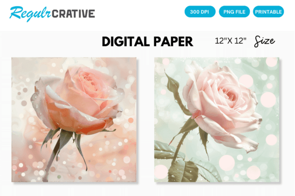 Download Soft Pastel Rose Flower Digital Pattern - Premium Bundle