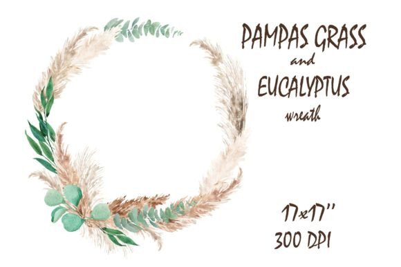Download Watercolor Pampas Grass Boho Wreath - Boho wreath Collection